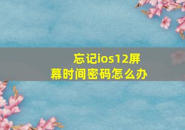 忘记ios12屏幕时间密码怎么办