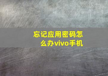 忘记应用密码怎么办vivo手机