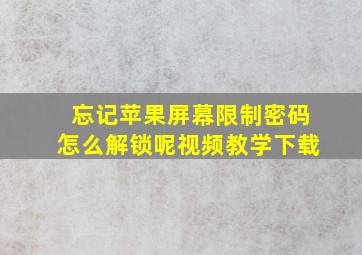 忘记苹果屏幕限制密码怎么解锁呢视频教学下载