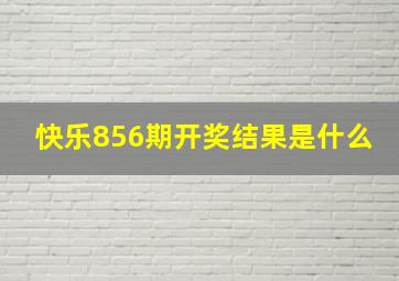 快乐856期开奖结果是什么