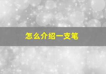 怎么介绍一支笔