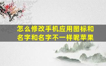 怎么修改手机应用图标和名字和名字不一样呢苹果