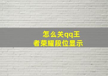 怎么关qq王者荣耀段位显示