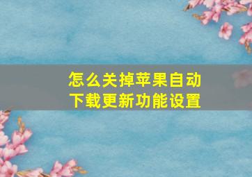 怎么关掉苹果自动下载更新功能设置