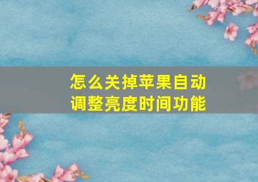 怎么关掉苹果自动调整亮度时间功能