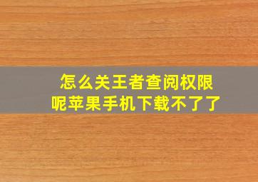 怎么关王者查阅权限呢苹果手机下载不了了