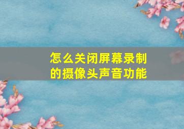 怎么关闭屏幕录制的摄像头声音功能