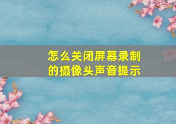 怎么关闭屏幕录制的摄像头声音提示