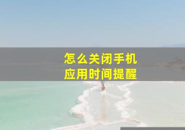 怎么关闭手机应用时间提醒