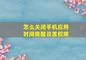 怎么关闭手机应用时间提醒设置权限