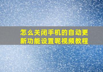 怎么关闭手机的自动更新功能设置呢视频教程