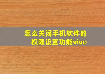 怎么关闭手机软件的权限设置功能vivo