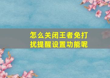 怎么关闭王者免打扰提醒设置功能呢