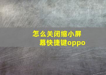 怎么关闭缩小屏幕快捷键oppo