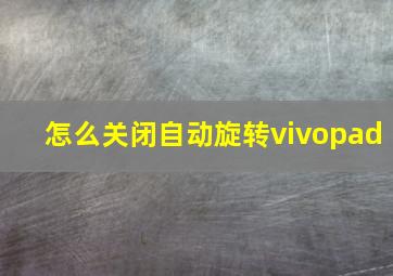 怎么关闭自动旋转vivopad