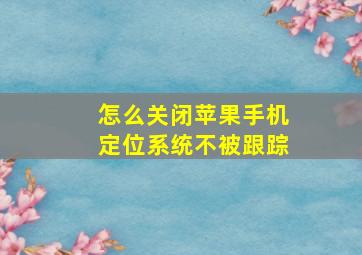 怎么关闭苹果手机定位系统不被跟踪