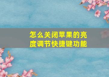 怎么关闭苹果的亮度调节快捷键功能