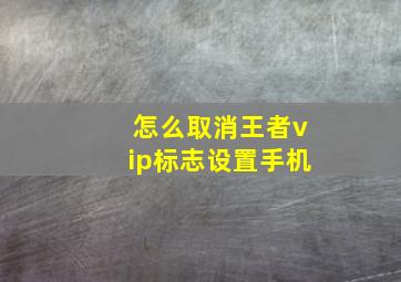 怎么取消王者vip标志设置手机