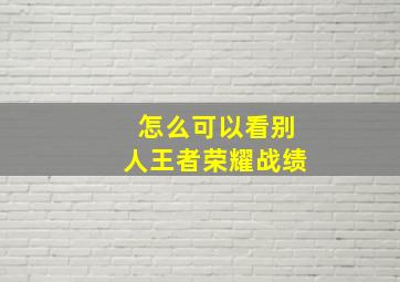 怎么可以看别人王者荣耀战绩