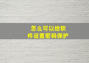 怎么可以给软件设置密码保护