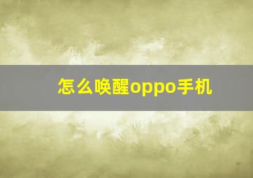 怎么唤醒oppo手机