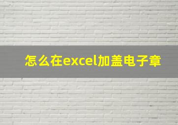 怎么在excel加盖电子章