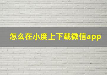 怎么在小度上下载微信app