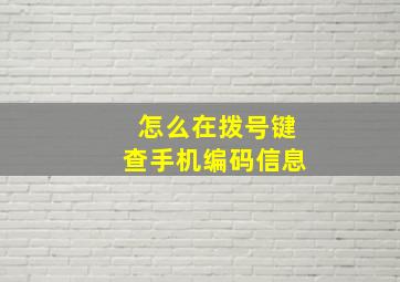 怎么在拨号键查手机编码信息