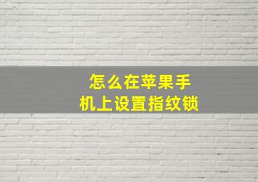 怎么在苹果手机上设置指纹锁