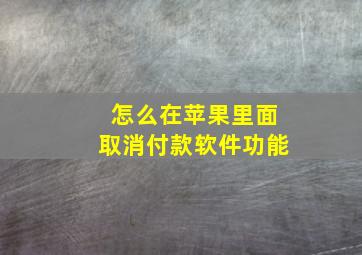 怎么在苹果里面取消付款软件功能