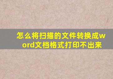 怎么将扫描的文件转换成word文档格式打印不出来