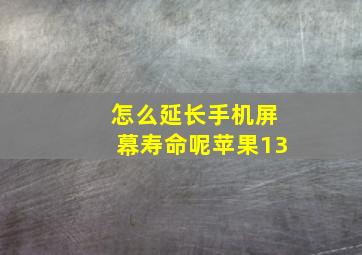 怎么延长手机屏幕寿命呢苹果13