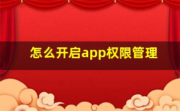 怎么开启app权限管理