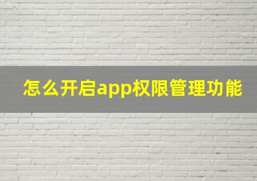 怎么开启app权限管理功能