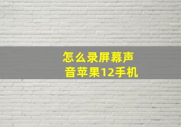 怎么录屏幕声音苹果12手机