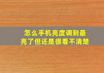 怎么手机亮度调到最亮了但还是很看不清楚