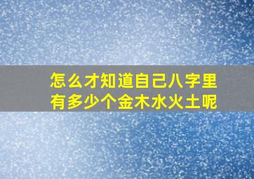 怎么才知道自己八字里有多少个金木水火土呢