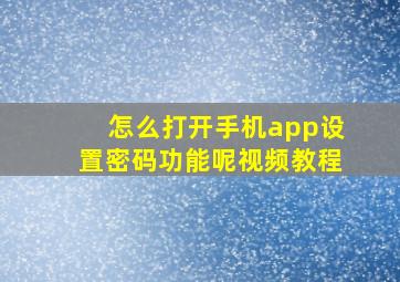 怎么打开手机app设置密码功能呢视频教程