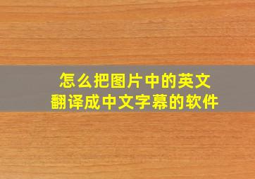 怎么把图片中的英文翻译成中文字幕的软件