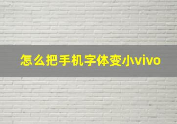 怎么把手机字体变小vivo