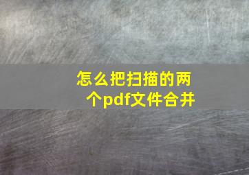 怎么把扫描的两个pdf文件合并