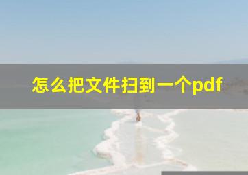 怎么把文件扫到一个pdf