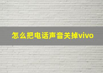 怎么把电话声音关掉vivo