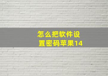 怎么把软件设置密码苹果14