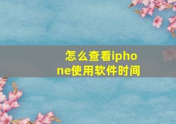 怎么查看iphone使用软件时间