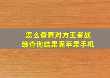 怎么查看对方王者战绩查询结果呢苹果手机