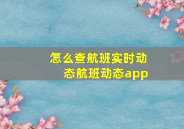 怎么查航班实时动态航班动态app