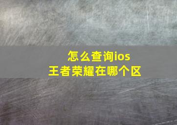 怎么查询ios王者荣耀在哪个区