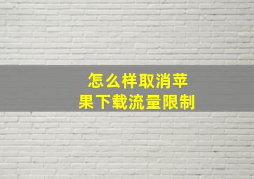 怎么样取消苹果下载流量限制