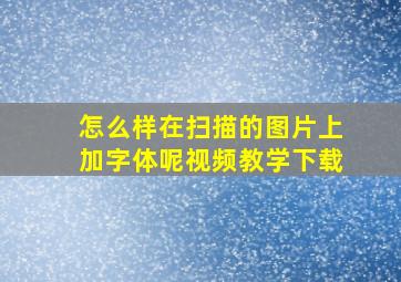 怎么样在扫描的图片上加字体呢视频教学下载